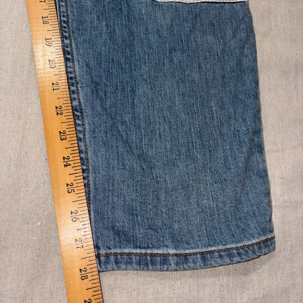 Pilcro Patchwork Denim Overalls Blue Straight Leg… - image 3